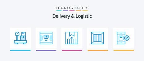 paquete de iconos azul 5 de entrega y logística que incluye logística. negocio. caja. transporte. diseño de iconos creativos vector