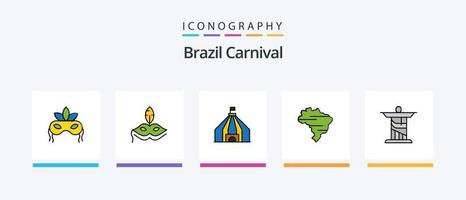 Brazil Carnival Line Filled 5 Icon Pack Including brazilian. sweet. brazil. lolly. candy. Creative Icons Design vector