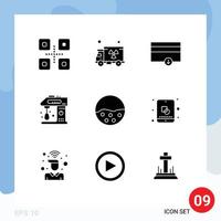 Modern Set of 9 Solid Glyphs Pictograph of skin care pigment money mixer cook Editable Vector Design Elements