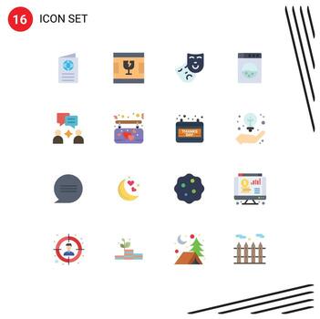 User Interface Pack of 16 Basic Flat Colors of affection group shapes man machine Editable Pack of Creative Vector Design Elements