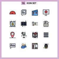 Universal Icon Symbols Group of 16 Modern Flat Color Filled Lines of time date global calendar error Editable Creative Vector Design Elements