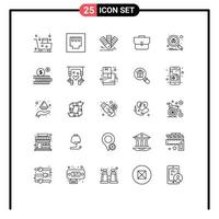 25 User Interface Line Pack of modern Signs and Symbols of scan workbag color suitcase bag Editable Vector Design Elements