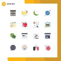 Universal Icon Symbols Group of 16 Modern Flat Colors of alphabet map speech world star Editable Pack of Creative Vector Design Elements