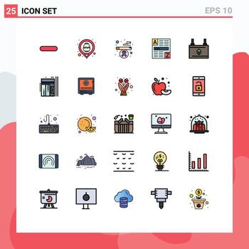 25 interfaz de usuario línea llena paquete de color plano de signos y símbolos modernos de ecología batería cigarrillo internet web elementos de diseño vectorial editables vector