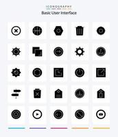 Creative Basic 25 Glyph Solid Black icon pack  Such As ux. location. settings. essential. trash vector