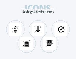 Ecology And Environment Glyph Icon Pack 5 Icon Design. recycle. power. nature. light. electric vector