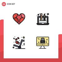 4 User Interface Filledline Flat Color Pack of modern Signs and Symbols of heart delivery like design like Editable Vector Design Elements