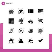 Set of 16 Modern UI Icons Symbols Signs for waffle sweet layout dessert ram Editable Vector Design Elements