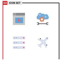 4 User Interface Flat Icon Pack of modern Signs and Symbols of web files cloud application service cloud settings network Editable Vector Design Elements