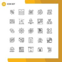 Group of 25 Modern Lines Set for gear hydro wireframe energy sale Editable Vector Design Elements