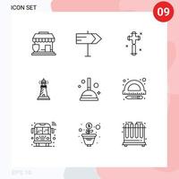 Set of 9 Vector Outlines on Grid for improvement ocean christian beach house Editable Vector Design Elements