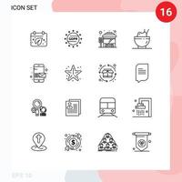 Pack of 16 creative Outlines of send message bus email food Editable Vector Design Elements