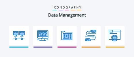 Data Management Blue 5 Icon Pack Including internet hosting. share. data. server. cable. Creative Icons Design vector