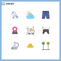 paquete de interfaz de usuario de 9 colores planos básicos de elementos de diseño de vector editables de ubicación de marcador de ropa de pin de campaña de correo electrónico