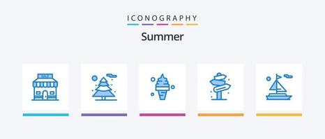 Summer Blue 5 Icon Pack Including beach. sign. cream. post. beach. Creative Icons Design vector