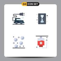 Editable Vector Line Pack of 4 Simple Flat Icons of automotive technology tablets bone skeletonxC ray hospital Editable Vector Design Elements