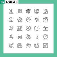 Modern Set of 25 Lines and symbols such as screen code storage programming crypto Editable Vector Design Elements