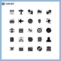 Set of 25 Modern UI Icons Symbols Signs for face server beach digital cloud Editable Vector Design Elements