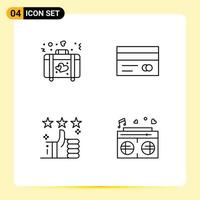 Set of 4 Modern UI Icons Symbols Signs for briefcase support wedding credit up Editable Vector Design Elements