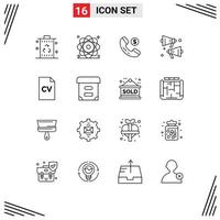 conjunto de 16 iconos de interfaz de usuario modernos símbolos signos para educación altavoz sonido nuclear compras elementos de diseño vectorial editables vector