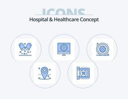 concepto de hospital y atención médica paquete de iconos azules 5 diseño de iconos. . hospital. salud. cuidado de la salud. asterisco vector