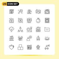 Stock Vector Icon Pack of 25 Line Signs and Symbols for business debit camera currency card Editable Vector Design Elements