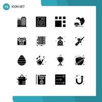 User Interface Pack of 16 Basic Solid Glyphs of home calendar frame pollution environment Editable Vector Design Elements