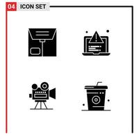 4 Universal Solid Glyphs Set for Web and Mobile Applications commerce projector development web coke Editable Vector Design Elements