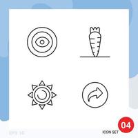 Group of 4 Filledline Flat Colors Signs and Symbols for achievement sun wreath vegetable arrow Editable Vector Design Elements