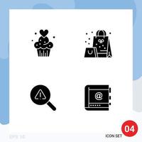 4 Solid Glyph concept for Websites Mobile and Apps cake find baked gift view Editable Vector Design Elements