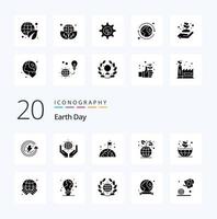 20 Earth Day Solid Glyph icon Pack like plant plant earth environment earth day vector