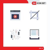 4 Thematic Vector Flat Icons and Editable Symbols of internet cable website design connection Editable Vector Design Elements