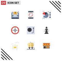 Modern Set of 9 Flat Colors Pictograph of devices soldier chart military army Editable Vector Design Elements