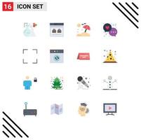 16 Universal Flat Color Signs Symbols of full love bag heart chat Editable Pack of Creative Vector Design Elements