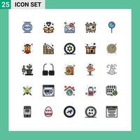 Universal Icon Symbols Group of 25 Modern Filled line Flat Colors of information presentation jewelry chart virus Editable Vector Design Elements