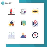 User Interface Pack of 9 Basic Flat Colors of pin page dinghy documents legal documents Editable Vector Design Elements