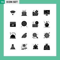 paquete de iconos vectoriales de stock de 16 signos y símbolos de línea para carpeta de calendario de tiro con arco antivirus flechas de verano elementos de diseño vectorial editables vector