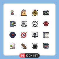 Set of 16 Modern UI Icons Symbols Signs for team reel money video play Editable Creative Vector Design Elements