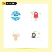 4 Universal Flat Icons Set for Web and Mobile Applications internet bull web spaceship skull Editable Vector Design Elements