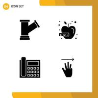 Mobile Interface Solid Glyph Set of 4 Pictograms of pipe communication water health contact us Editable Vector Design Elements