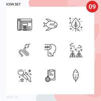 Outline Pack of 9 Universal Symbols of king cobra sea animal nature Editable Vector Design Elements