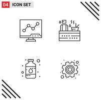 paquete de iconos de vector de stock de 4 signos y símbolos de línea para elementos de diseño de vector editables de pintura de spa de pantalla de botella analítica