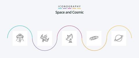 paquete de iconos de la línea espacial 5 que incluye. espacio. Embarcacion. Radar. satélite vector