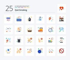 dejar de fumar paquete de iconos de 25 colores planos que incluye humo. informe. fumar. de fumar. vaporizador vector