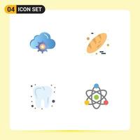 4 iconos creativos signos y símbolos modernos de elementos de diseño de vectores editables del átomo de alimentos informáticos del dentista en la nube