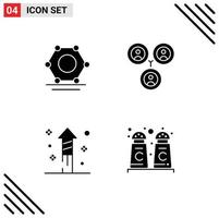 Pack of 4 Modern Solid Glyphs Signs and Symbols for Web Print Media such as digital cinnamon connections fireworks shop Editable Vector Design Elements
