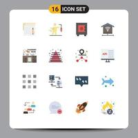 16 Flat Color concept for Websites Mobile and Apps kitchen set cabinet goal signal security Editable Pack of Creative Vector Design Elements