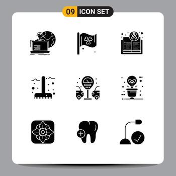 User Interface Pack of 9 Basic Solid Glyphs of season fork awareness fall health Editable Vector Design Elements