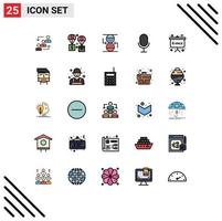 Universal Icon Symbols Group of 25 Modern Filled line Flat Colors of microphone sandclock delivery effective concentration Editable Vector Design Elements