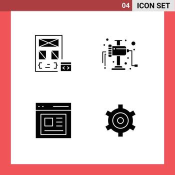 4 Creative Icons Modern Signs and Symbols of app content development manual user Editable Vector Design Elements